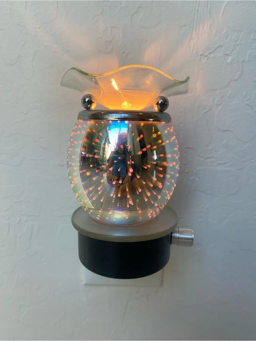 Iridescent Glass Electric Plug-In Wax Warmer - Multicolor Glow